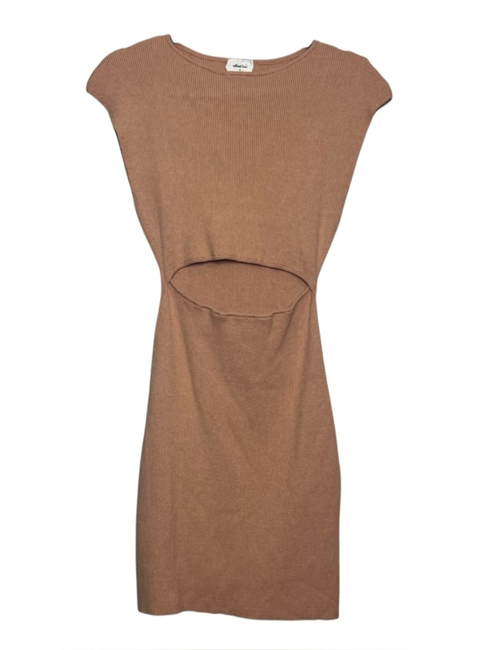 Wilfred Free Ribbed Cutout Knit Mini Dress Neutral Women’s Size Small